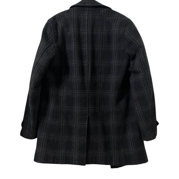 Banana Republic Factory Wool Blend Windowpane Plaid Men’s Pea Coat Size S - Picture 2 of 12